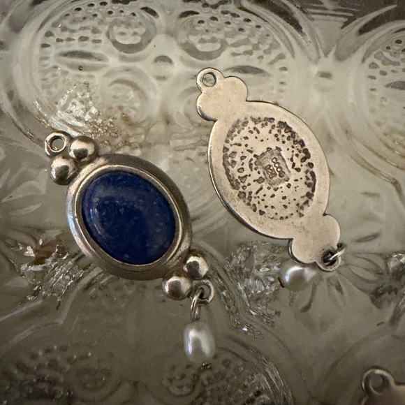 Lot of Vintage CCO Sterling Silver Earring Charms Pearl Dangles Blue Green Turqu - Picture 8 of 13